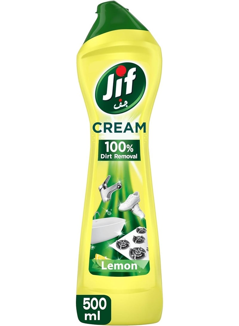 JIF Multipurpose Cream Cleaner Lemon, 100% Dirt Removal 500ml - Image 1